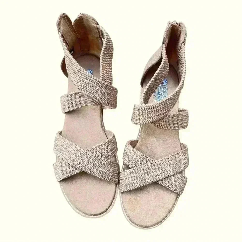 Skechers Women's BOBS Desert Kiss Adobe Princess Sandal Size 9.5 Tan Brand New
